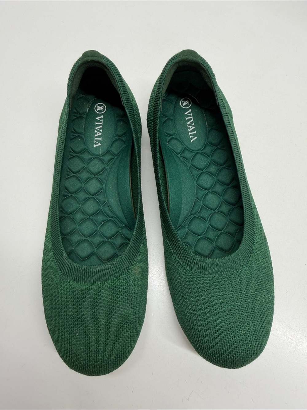 Vivaia Claire Ballet Flats Slip On Knit Shoes Lightweight Flat Forest Green 9.5 - Picture 3 of 11